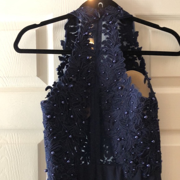 navy blue Prom/bridesmaids dress beaded 2 - Picture 8 of 11